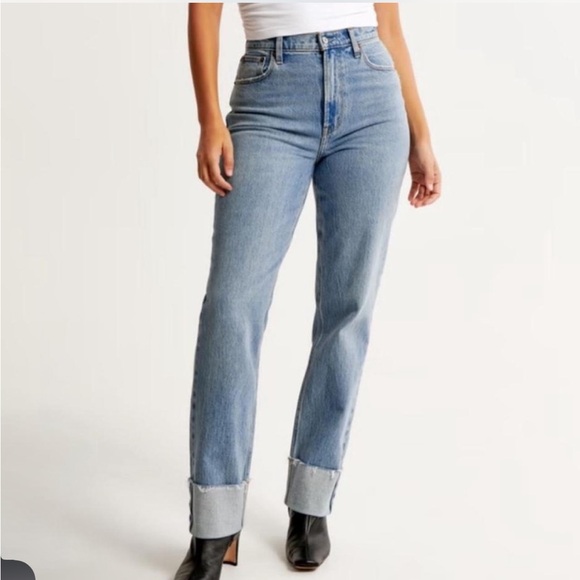 Abercrombie & Fitch Denim - Abercrombie and Fitch Ultra High Rise Ankle Straight Cuffed Jeans